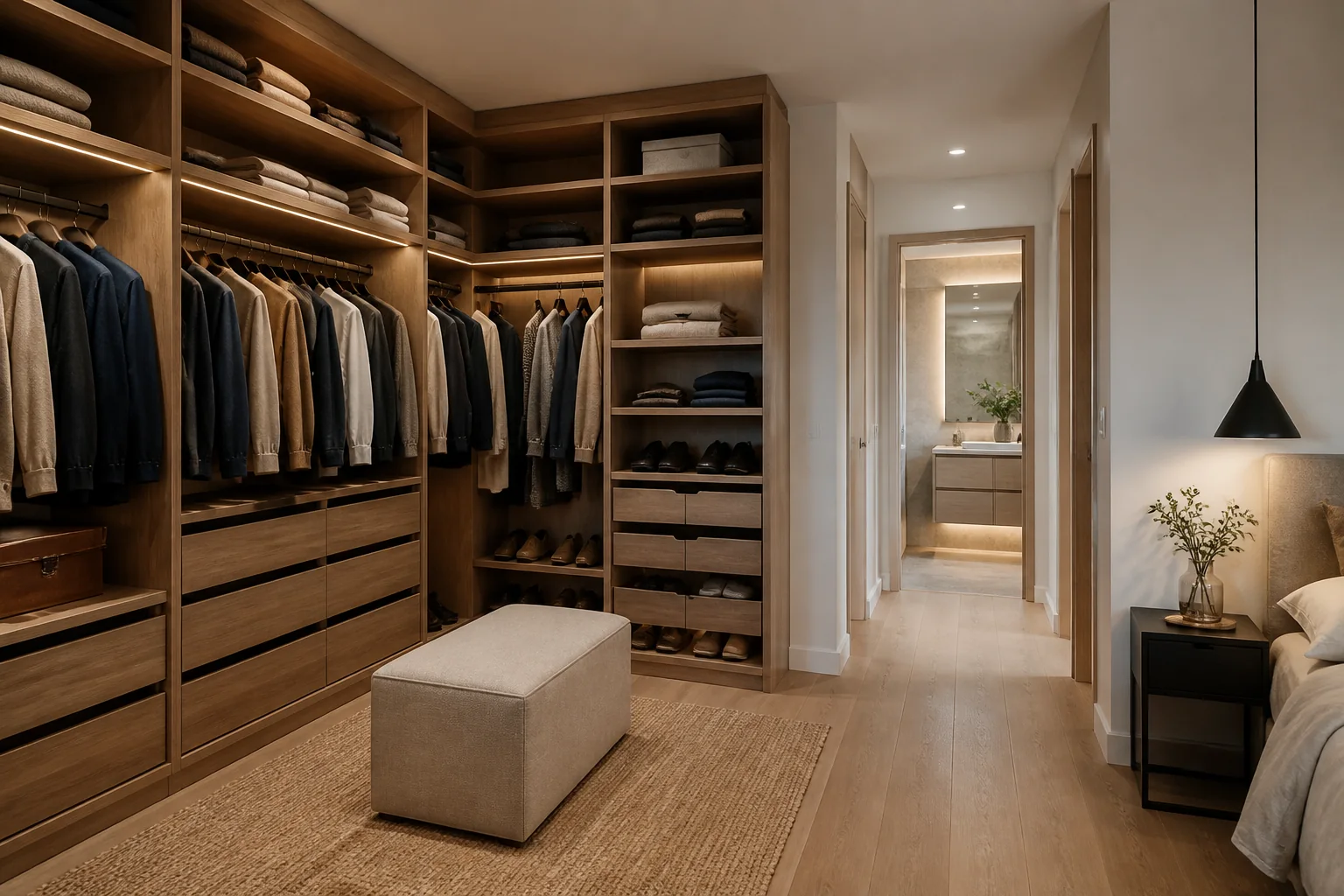 Vestidores a medida para anexo compacto al dormitorio en Estepona